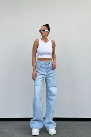 BLUE SIDE CUT JEANS